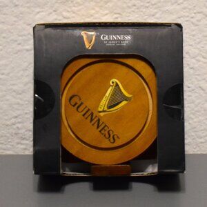 New Guinness Wooden Drink Coasters with Holder - pack of 4 coasters